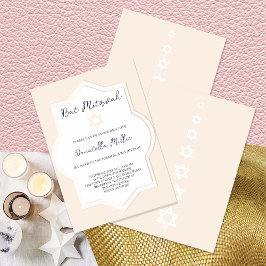 Bat Mitzvah Moderner Blush Star von David Einladung