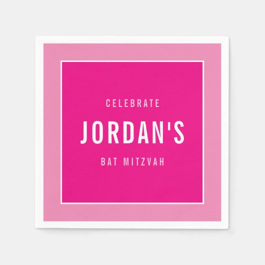 BAT MITZVAH Moderner Fettblock hübsch rosa Serviette (Vorderseite)