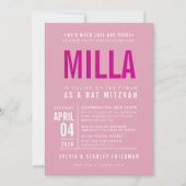 BAT MITZVAH Moderner, fettfreier Blocktyp hübsch r Einladung (Vorderseite)