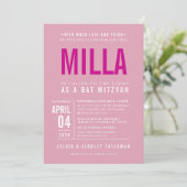 BAT MITZVAH Moderner, fettfreier Blocktyp hübsch r Einladung (Stehend Vorderseite)