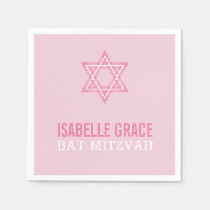 BAT MITZVAH Moderner hübscher rosa Stern Serviette