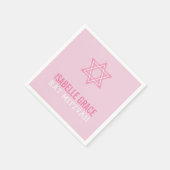 BAT MITZVAH Moderner hübscher rosa Stern Serviette (Ecke)