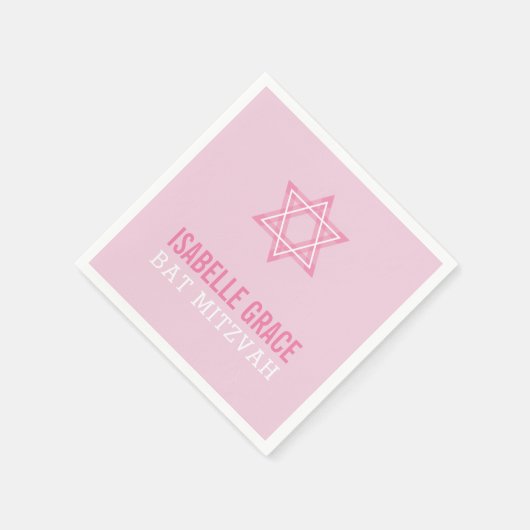 BAT MITZVAH Moderner hübscher rosa Stern Serviette (Ecke)