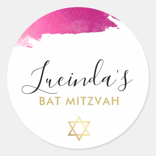 BAT MITZVAH Moderner Luxus vergoldetes goldfarbene Runder Aufkleber (Vorderseite)