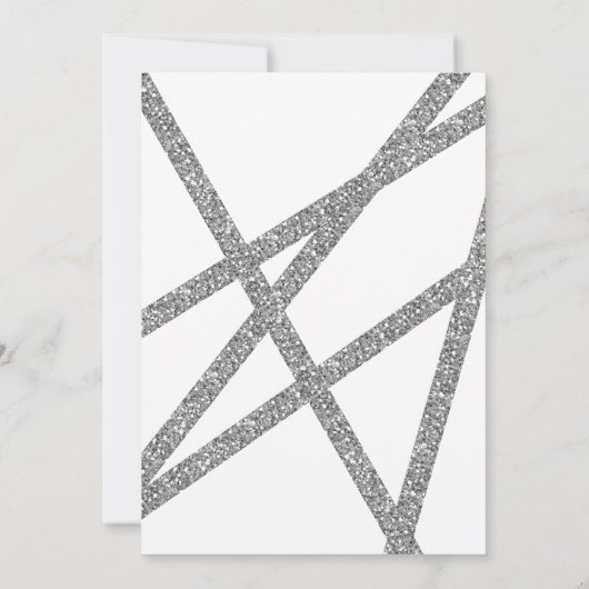 Bat Mitzvah Moderner Silberner Glitzer Streifen Einladung (Rückseite)