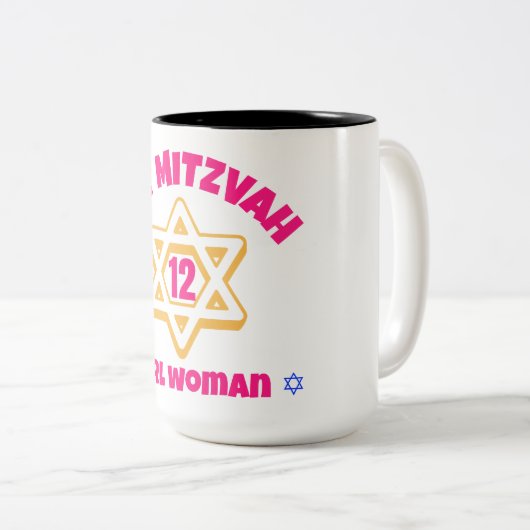 Bat Mitzvah Moderner Star von David Zweifarbige Tasse (VorderseiteRechts)
