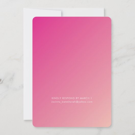 BAT MITZVAH Moderner Stern Fuschia rosa Gradienten Einladung (Rückseite)