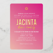 BAT MITZVAH Moderner Stern hellrosa Farbverlauf Go Folieneinladung (Vorderseite)