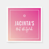 BAT MITZVAH Moderner Stern hellrosa Farbverlauf Serviette (Vorderseite)