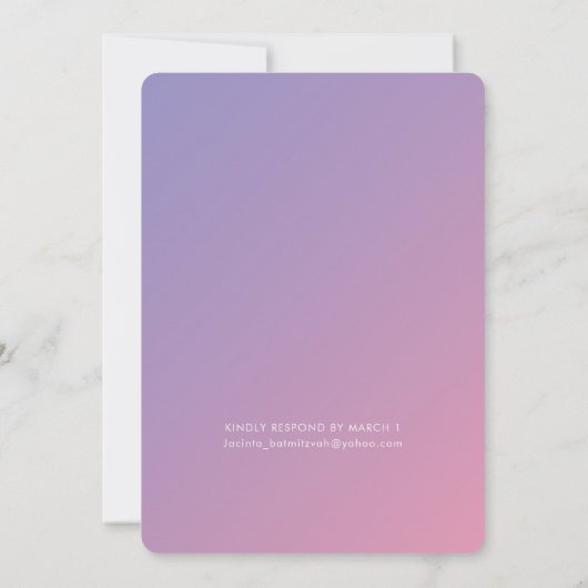 BAT MITZVAH Moderner Stern lila rosa Farbverlauf Einladung (Rückseite)