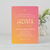 BAT MITZVAH Moderner Stern rosa gelber Farbverlauf Folieneinladung (Stehend vorne)