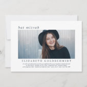 Bat Mitzvah| Modernes, einfaches, elegantes Foto Einladung (Vorderseite)