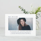 Bat Mitzvah| Modernes, einfaches, elegantes Foto Einladung (Stehend Vorderseite)