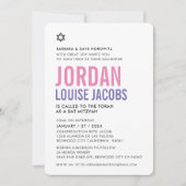 BAT MITZVAH Modernes, einfaches, farbenfroh rosa l Einladung (Vorderseite)