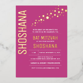 Bat Mitzvah Modernes Elegantes GOLD Folieneinladung