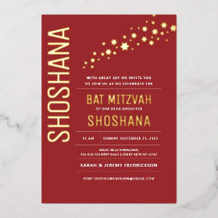 Bat Mitzvah Modernes Elegantes GOLD Folieneinladung