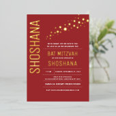 Bat Mitzvah Modernes Elegantes GOLD Folieneinladung (Stehend vorne)