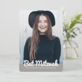 Bat Mitzvah Modernes Foto Einladung (Stehend Vorderseite)