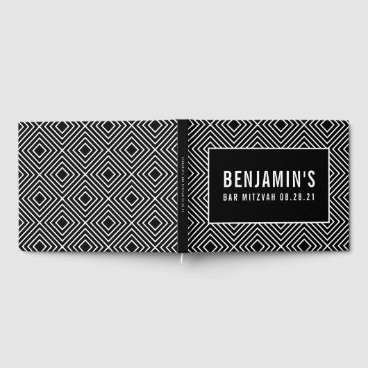 BAT MITZVAH Modernes gewagtes geometrisches Muster Gästebuch (Voll)