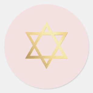BAT MITZVAH Modernes goldenes jüdisches Sternenrot Runder Aufkleber