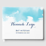 BAT MITZVAH Modernes hübsches Aqua-Blau Gästebuch<br><div class="desc">von kat massage >>> https://linktr.ee/simplysweetpaperie <<<</div>