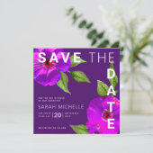 Bat Mitzvah Modernes Lila rosa Blumenwasser Save The Date (Stehend Vorderseite)