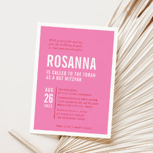 BAT MITZVAH Modernes, minimales Design rosa Einladung