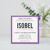 BAT MITZVAH Modernes, minimalistisches Farbrosa li Einladung (Stehend Vorderseite)