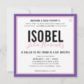 BAT MITZVAH Modernes, minimalistisches Farbrosa li Einladung (Vorderseite)