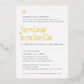 BAT MITZVAH Modernes, minimalistisches und elegant Folieneinladung (Vorderseite)