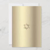 Bat Mitzvah Modernes Schwarzes Gold Glitzer Foulsk Einladung (Rückseite)