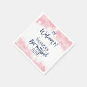 BAT MITZVAH modernes Skript hellrosa Wasserfarbe Serviette (Ecke)
