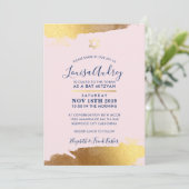 BAT MITZVAH Modernes vergoldetes Goldmedaillen-Ros Einladung (Stehend Vorderseite)