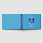 Bat Mitzvah Monogram Sky Lila White Sign-In Gästebuch (Voll)