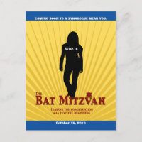 Bat Mitzvah Movie Star Save the Date Yellow Blue