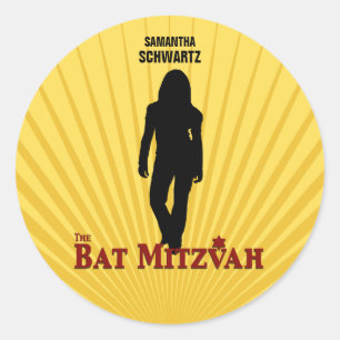 Bat Mitzvah Movie Star Sticker Yellow Blue