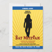 Bat Mitzvah Movie Star Yellow Blue Magneteinladung (Vorderseite)