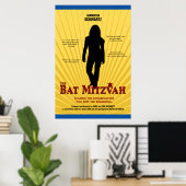 Bat Mitzvah Movie Star Yellow Blue Poster (Heimbüro)