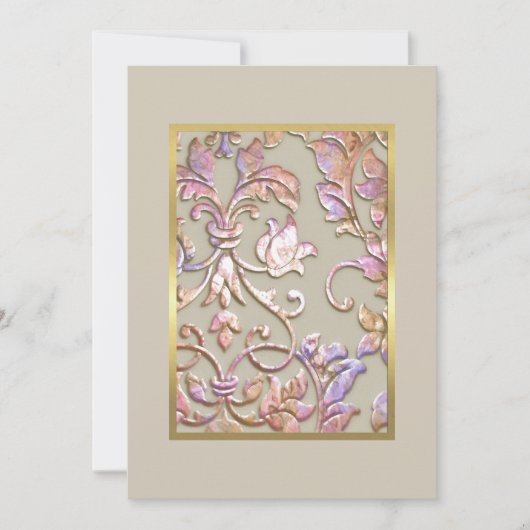 Bat Mitzvah Multi "Embossed" Damask Einladung (Vorderseite)