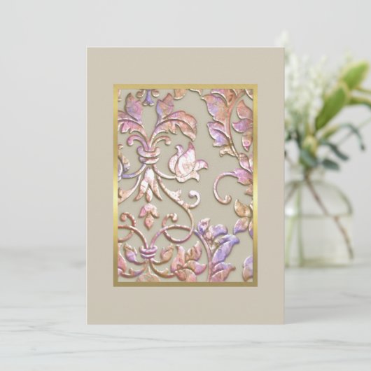 Bat Mitzvah Multi "Embossed" Damask Einladung (Stehend Vorderseite)