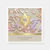 Bat Mitzvah Multi "Embossed Damask" Serviette (Vorderseite)