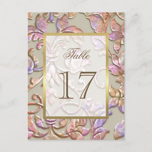 Bat Mitzvah Multi "Embossed Damask Tischnummer (Vorderseite)
