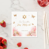Bat Mitzvah Napkins | Rosa Blush Gown Schmetterlin Serviette (Beispiel)