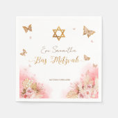 Bat Mitzvah Napkins | Rosa Blush Gown Schmetterlin Serviette (Vorderseite)