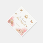 Bat Mitzvah Napkins | Rosa Blush Gown Schmetterlin Serviette (Ecke)