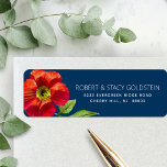 Bat Mitzvah Navy Blue Floral Moderne Rücksendeadre<br><div class="desc">Seien Sie stolz, freuen Sie sich und präsentieren Sie diesen Meilenstein Ihres Lieblings-Bat Mitzvah mit diesem raffinierten, personalisierten Rücksendelabel! Eine schicke, atemberaubende, rot-blumige Wasserfarbe und ein moderner San-Serif-Typ überlagern einen marineblau-blauen Hintergrund. Personalisieren Sie den benutzerdefinierten Text mit Ihrem Namen und Ihrer Adresse. Garantiert, um Ihren Korrespondenz stilvollen Spaß zu bieten!...</div>