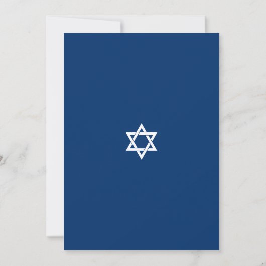 Bat Mitzvah Navy Blue Script Simple Modern Tallit Einladung (Rückseite)