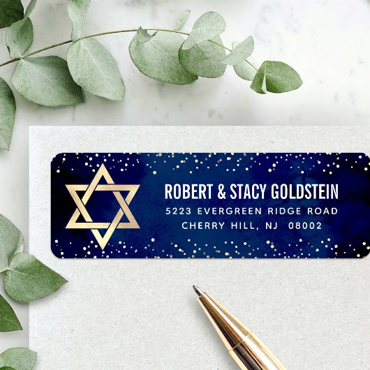 Bat Mitzvah Navy Gold Glitzer Kühne Rücksendeadres