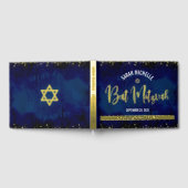 Bat Mitzvah Navy Wasserfarbe Script Real Gold Foss Gästebuch (Voll)