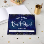 Bat Mitzvah Navy Watercolor Bold Real Silver Foil Gästebuch<br><div class="desc">Lass dein Lieblings-Bat Mitzvah stolz sein, freuen und feiern ihren Meilenstein mit diesem atemberaubenden Sake-Scrapbook echter Silberfolie Gästebuch. Auf der Vorderseite, atemberaubende, moderne, funkelnd Silber-Folie handschriftlich Drehbuch, Star of David und winzige Punkte überlagern einen dramatischen marineblauen Aquarellhintergrund. Der anpassbare Rücken ist reale Silberfolie. Und auf der Rückseite, zusätzliche echte Silber-Folie...</div>